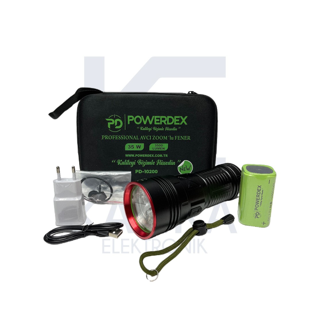 Pd-10200 Profesyonel Avcı El Feneri Zoomlu - 35w 3500 Lümen