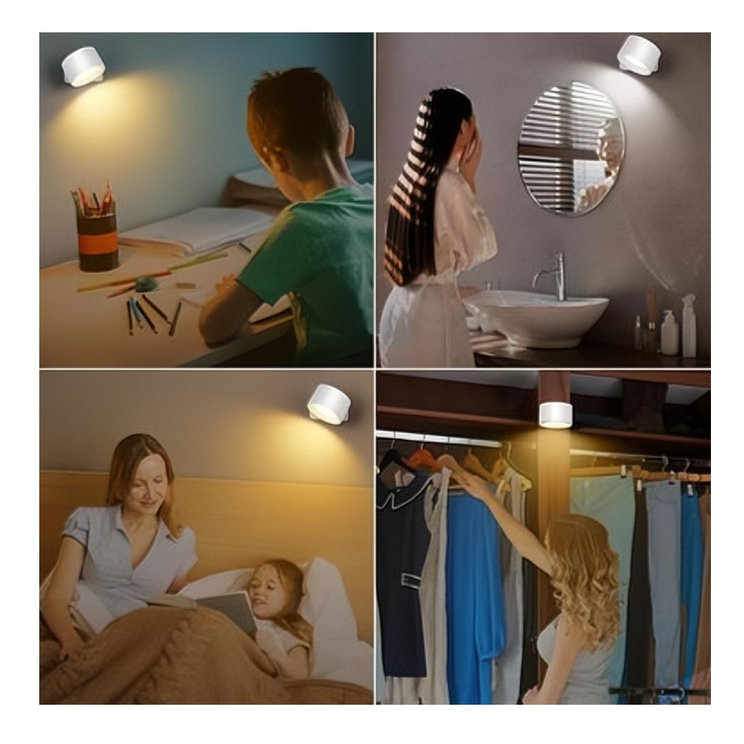 HL-5518 Begonya 5W Çift Taraflı Şarjlı Led Aplik 360° Dönebilir Duvar Aplik - Görsel 5