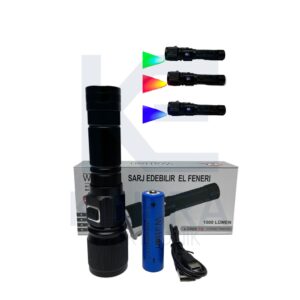 WT-732 4 FARKLI RENKLİ ŞARJLI EL FENERİ