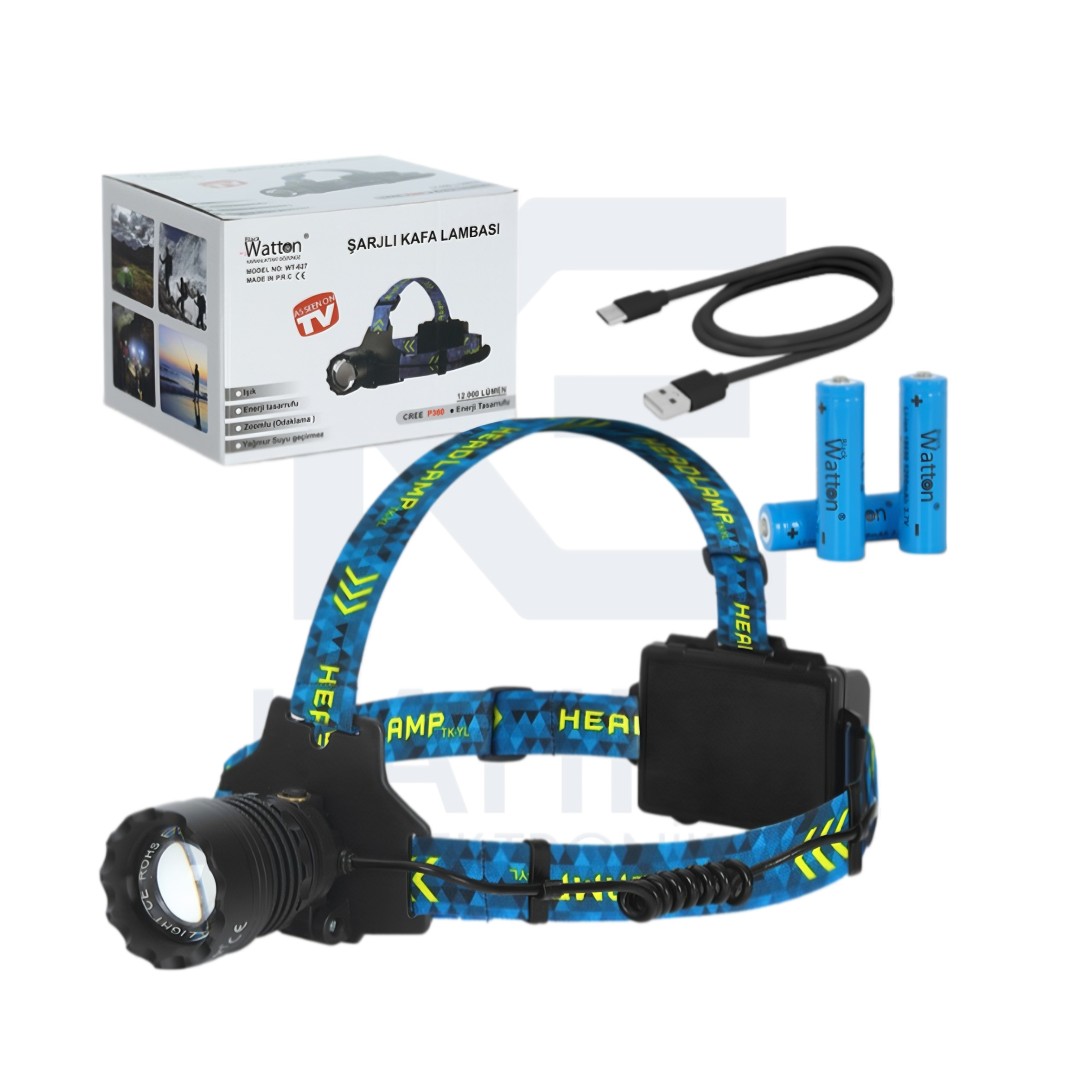 WT-627 Kafa Feneri Şarj Edilebilir Zoomlu